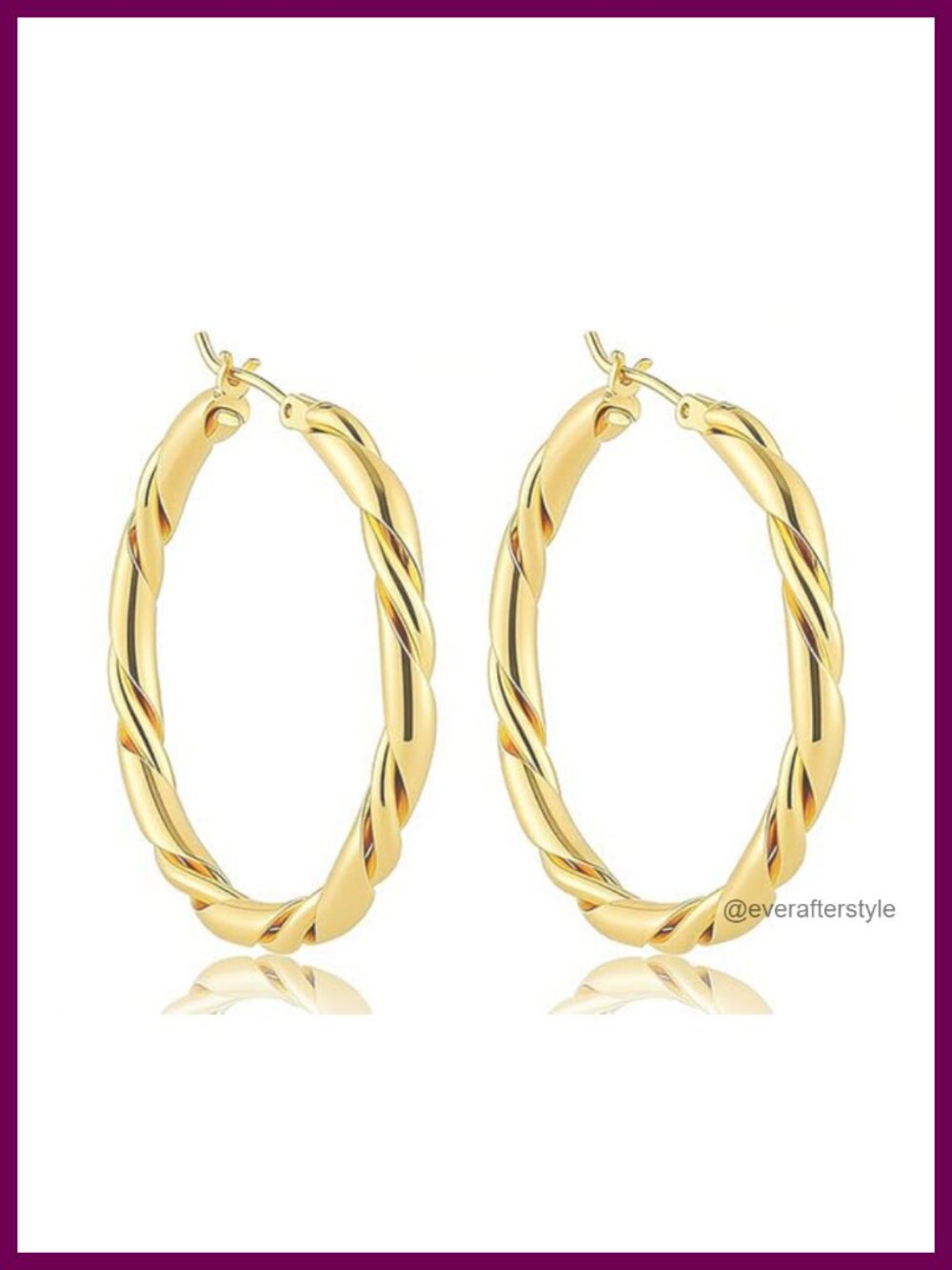14K Gold Plated Twisted Hoop Earrings Hypoallergenic Women's